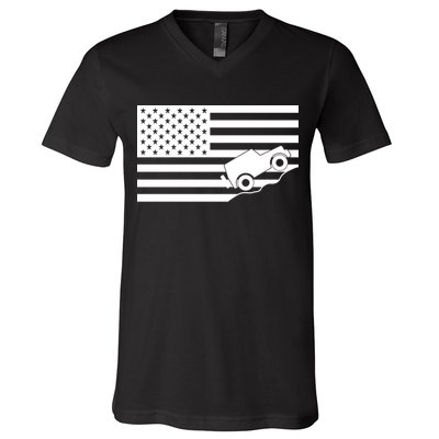 US Truck Simple Off-Roading Flag V-Neck T-Shirt