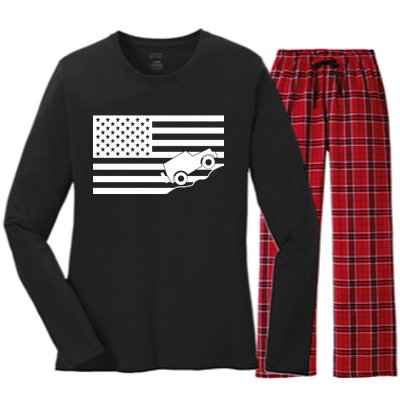 US Truck Simple Off-Roading Flag Women's Long Sleeve Flannel Pajama Set 