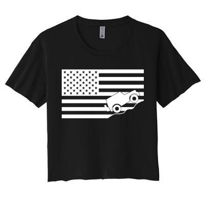 US Truck Simple Off-Roading Flag Women's Crop Top Tee