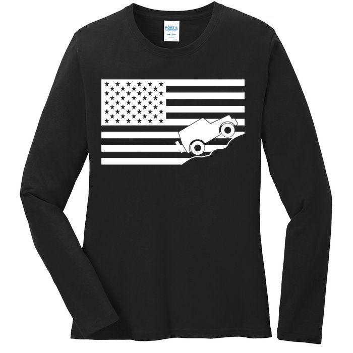 US Truck Simple Off-Roading Flag Ladies Long Sleeve Shirt