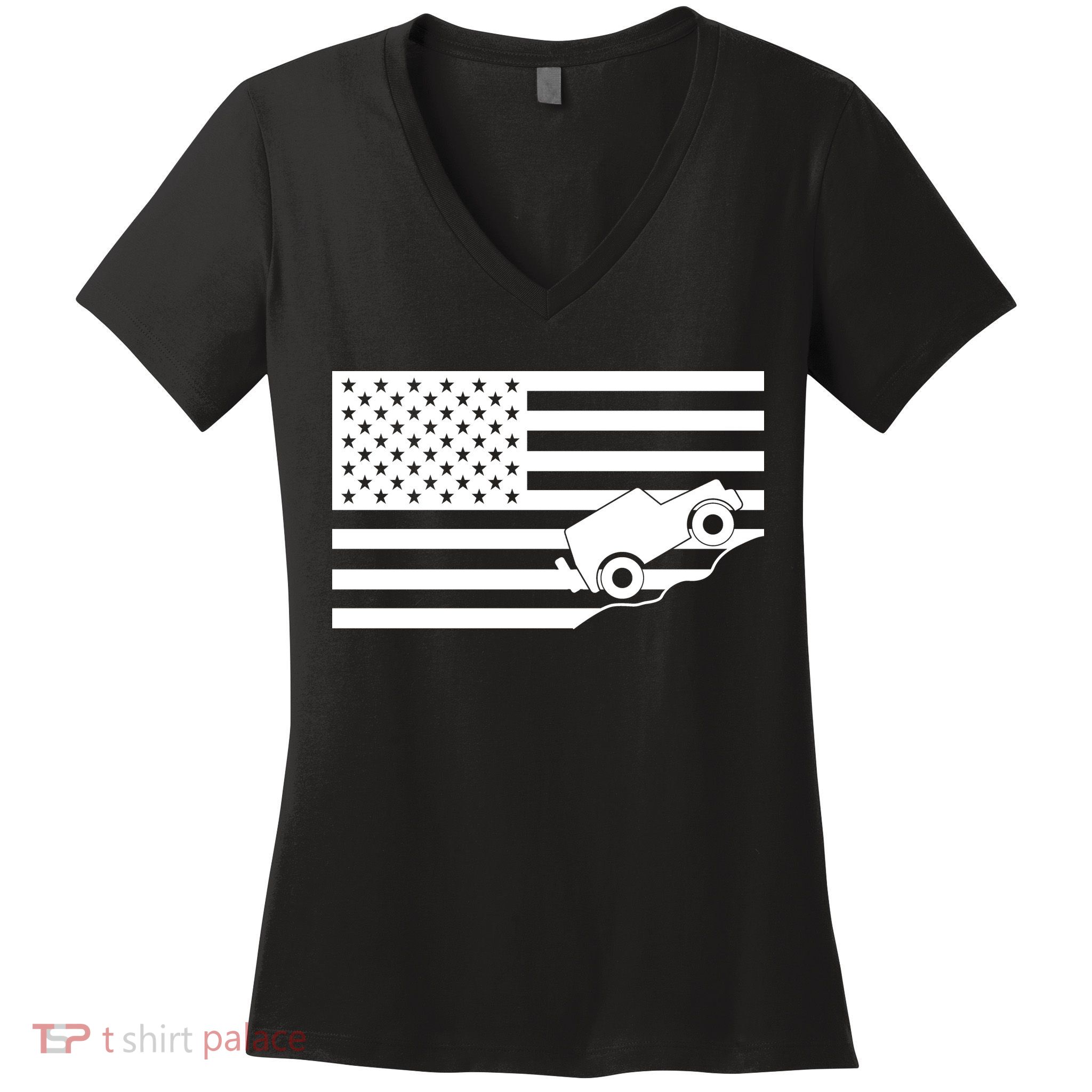 US Truck Simple Off-Roading Flag Women's V-Neck T-Shirt
