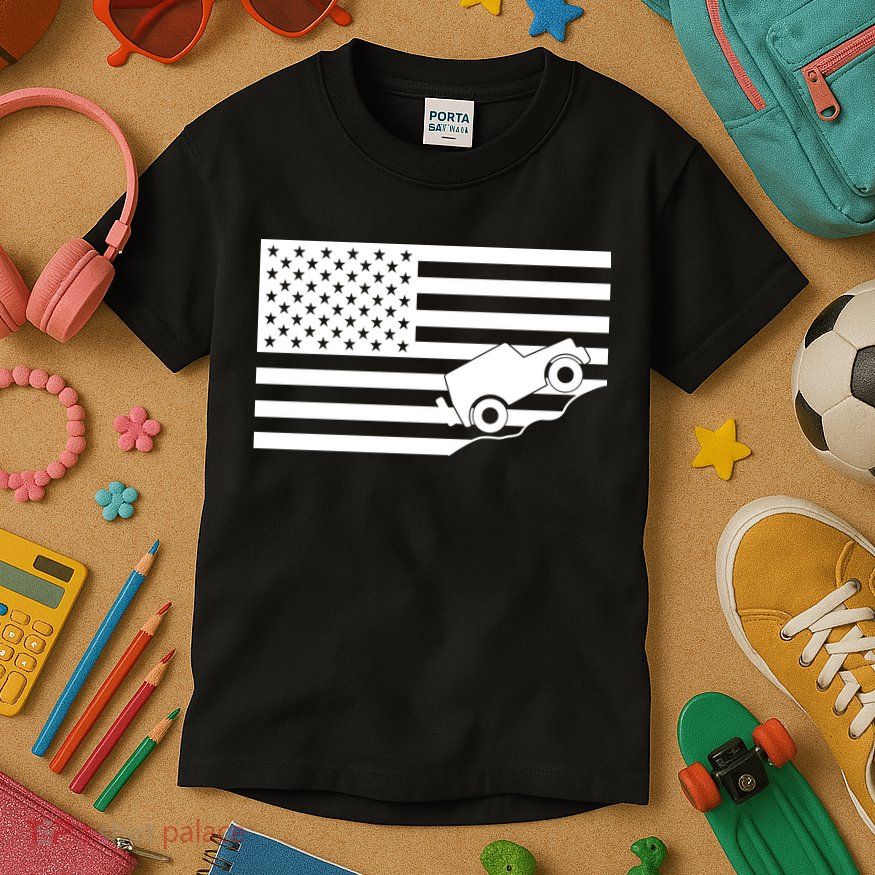 US Truck Simple Off-Roading Flag Kids T-Shirt