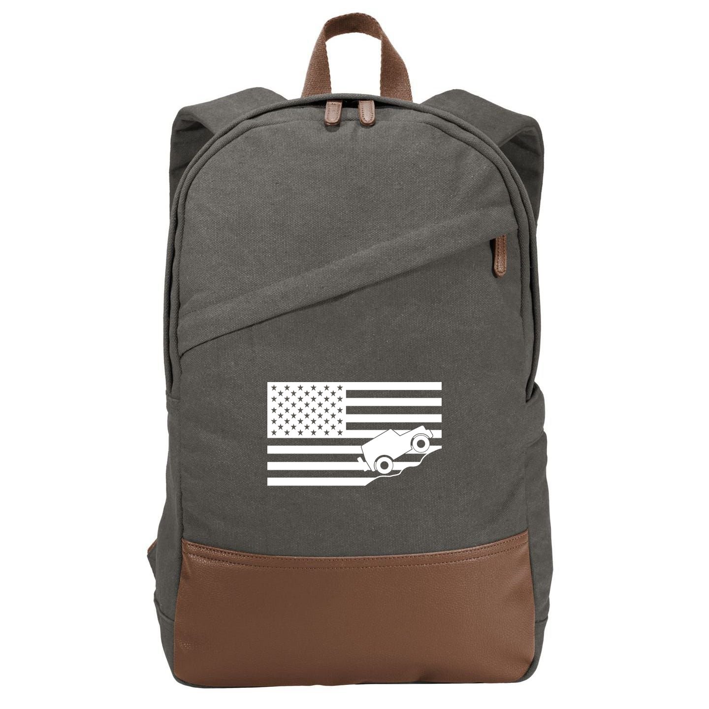US Truck Simple Off-Roading Flag Cotton Canvas Backpack