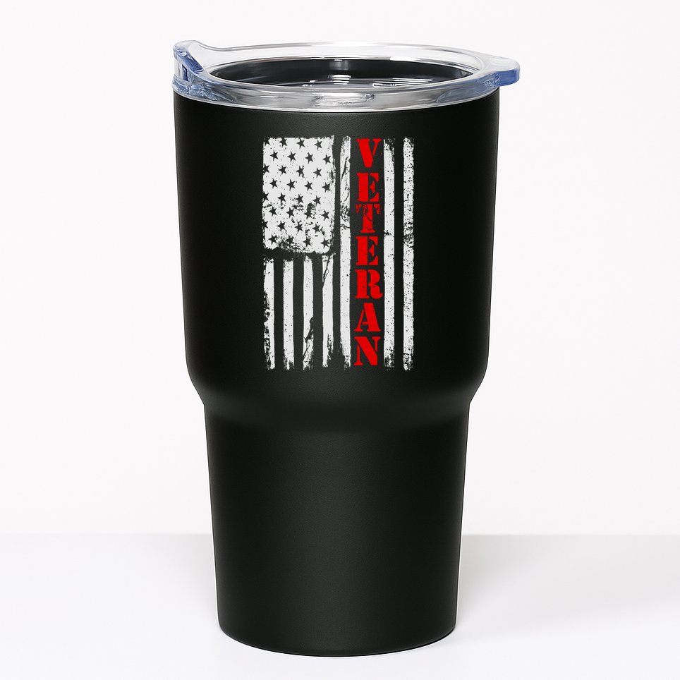 US Veterans Vintage American Flag Tumbler