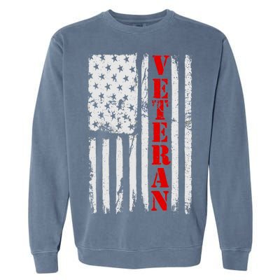 US Veterans Vintage American Flag Garment-Dyed Sweatshirt