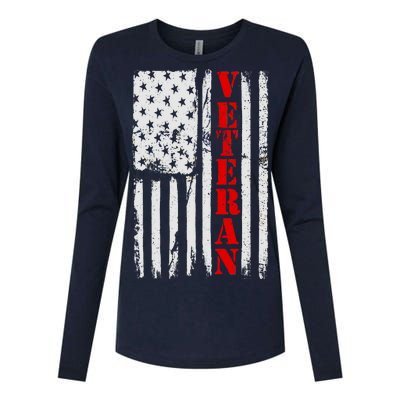 US Veterans Vintage American Flag Womens Cotton Relaxed Long Sleeve T-Shirt