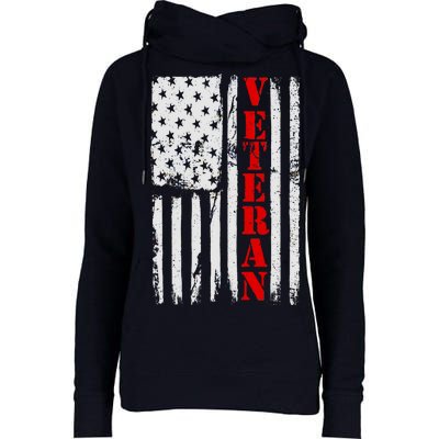 US Veterans Vintage American Flag Womens Funnel Neck Pullover Hood