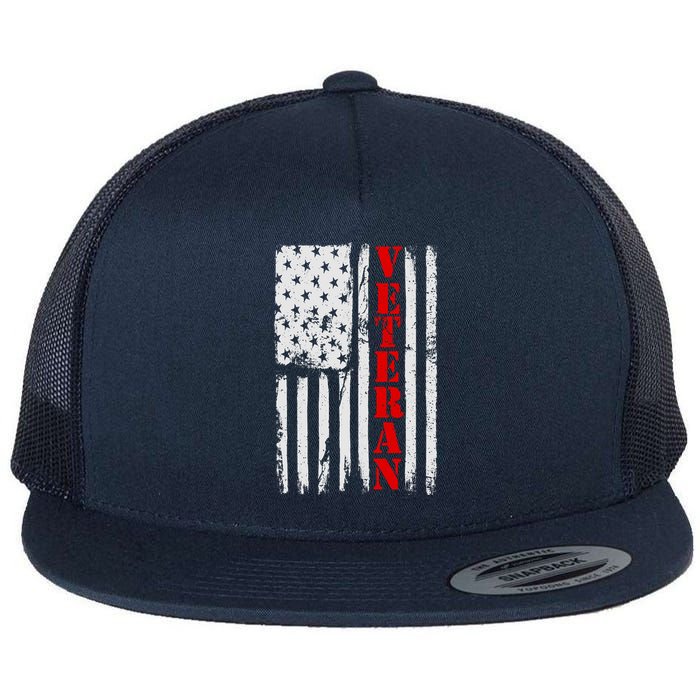 US Veterans Vintage American Flag Flatbill Hat