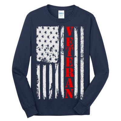 US Veterans Vintage American Flag Tall Long Sleeve T-Shirt