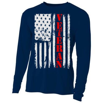 US Veterans Vintage American Flag Cooling Performance Long Sleeve Crew