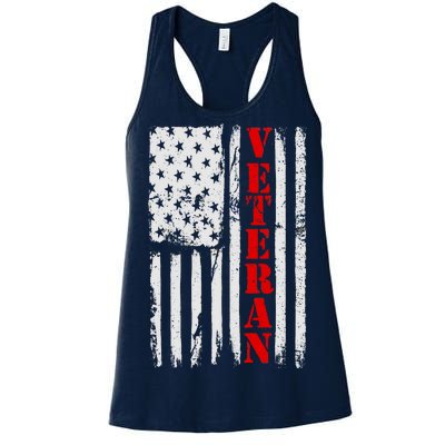 US Veterans Vintage American Flag Women's Racerback Tank