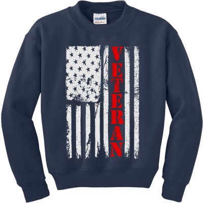 US Veterans Vintage American Flag Kids Sweatshirt