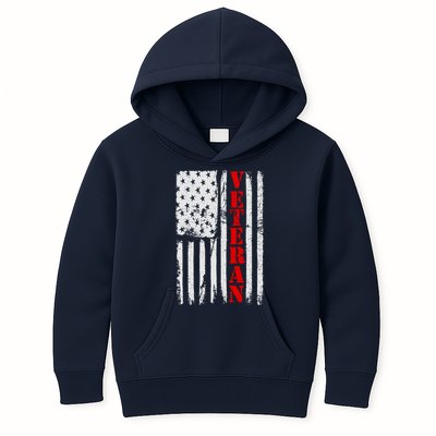 US Veterans Vintage American Flag Kids Hoodie