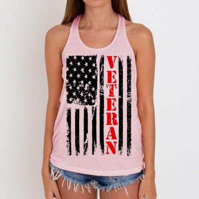 US Veterans Vintage American Flag Women's Knotted Racerback Tank