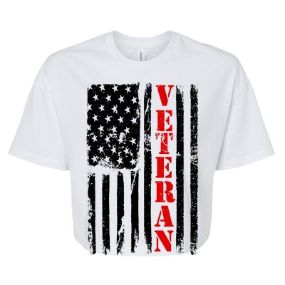 US Veterans Vintage American Flag Bella+Canvas Jersey Crop Tee