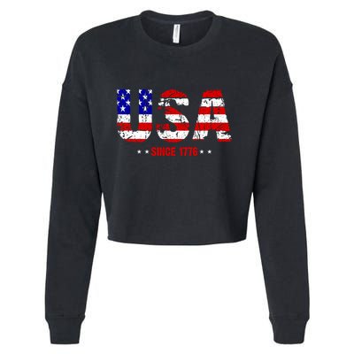 Usa Since 1776 Cropped Pullover Crew