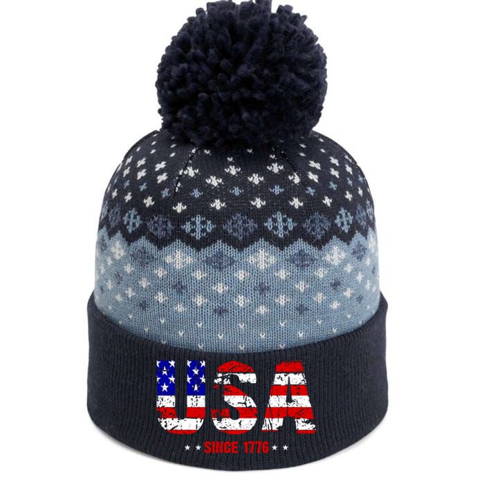 Usa Since 1776 The Baniff Cuffed Pom Beanie