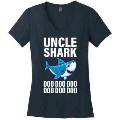 Uncle Shark Doo Doo Doo Matching Family Women's V-Neck T-Shirt