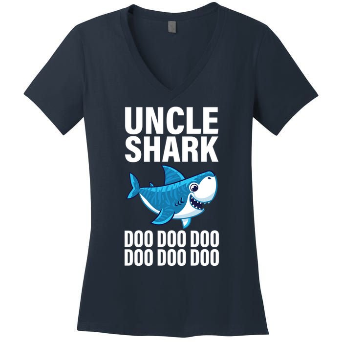 Uncle Shark Doo Doo Doo Matching Family Women's V-Neck T-Shirt