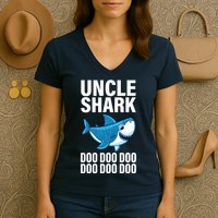 Uncle Shark Doo Doo Doo Matching Family Women's V-Neck T-Shirt