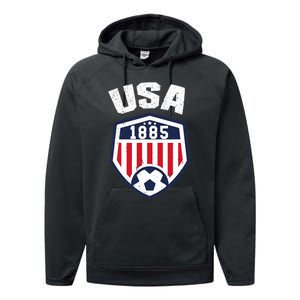 USA Soccer 1885 American Soccer USA Jersey Fan Performance Fleece Hoodie