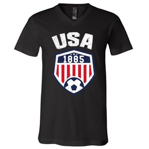 USA Soccer 1885 American Soccer USA Jersey Fan V-Neck T-Shirt