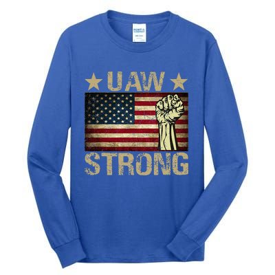 Uaw Strike 2024 United Auto Workers Union Uaw Strong Red Tall Long Sleeve T-Shirt