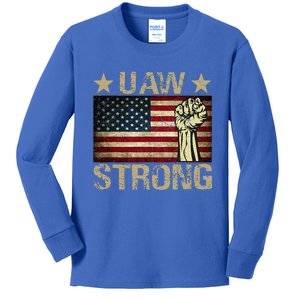 Uaw Strike 2024 United Auto Workers Union Uaw Strong Red Kids Long Sleeve Shirt