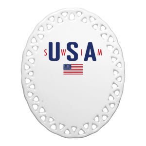 Usa Swim 2024 Ceramic Oval Ornament