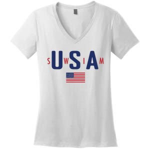 Usa Swim 2024 Women's V-Neck T-Shirt