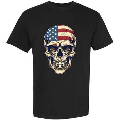 Usa Skull 4th Of Julay Scary Usa Skull Garment-Dyed Heavyweight T-Shirt