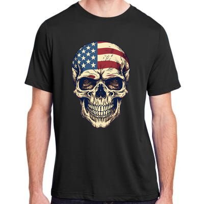 Usa Skull 4th Of Julay Scary Usa Skull Adult ChromaSoft Performance T-Shirt