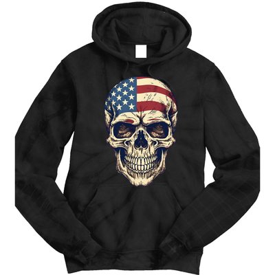 Usa Skull 4th Of Julay Scary Usa Skull Tie Dye Hoodie