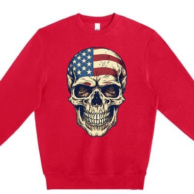 Usa Skull 4th Of Julay Scary Usa Skull Premium Crewneck Sweatshirt