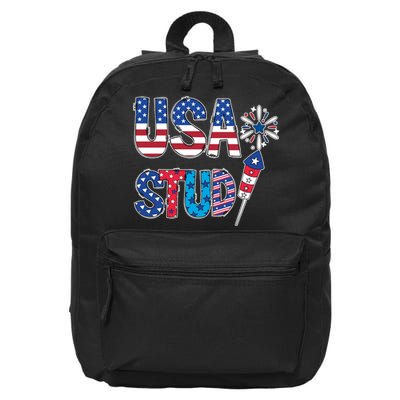 USA Stud 4th Of July Firework Cute 16 in Basic Backpack