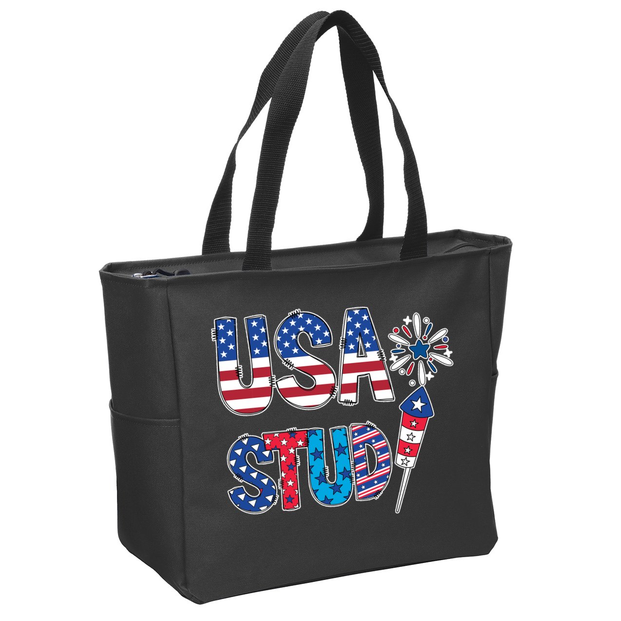 USA Stud 4th Of July Firework Cute Zip Tote Bag