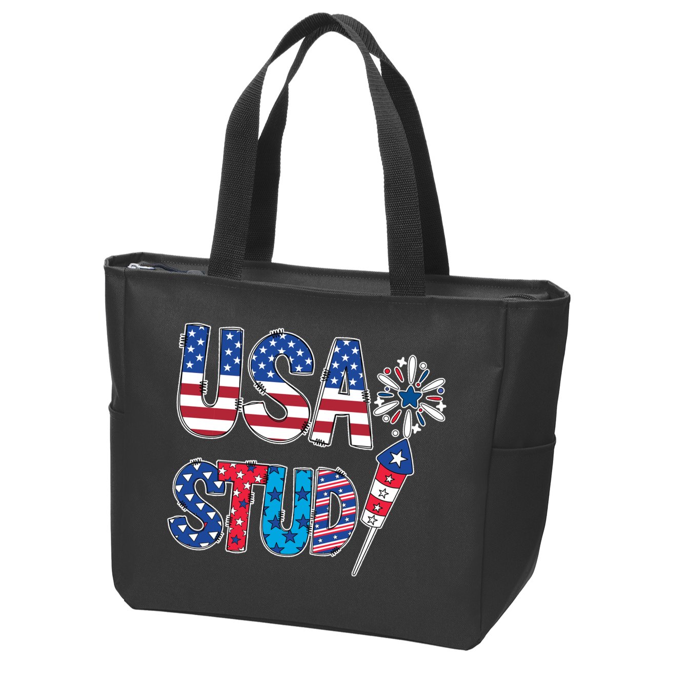 USA Stud 4th Of July Firework Cute Zip Tote Bag