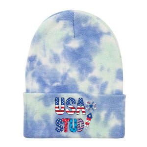 USA Stud 4th Of July Firework Cute Tie Dye 12in Knit Beanie