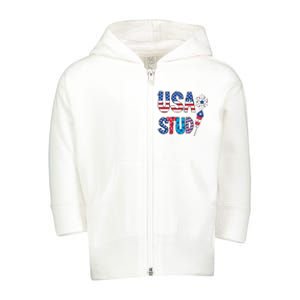 USA Stud 4th Of July Firework Cute Toddler Zip Fleece Hoodie