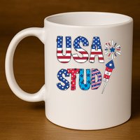 USA Stud 4th Of July Firework Cute 11oz C Handle Ceramic Mug