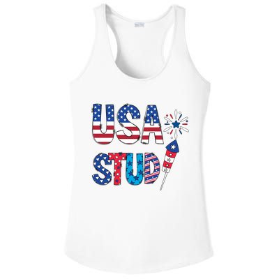 USA Stud 4th Of July Firework Cute Ladies PosiCharge Competitor Racerback Tank