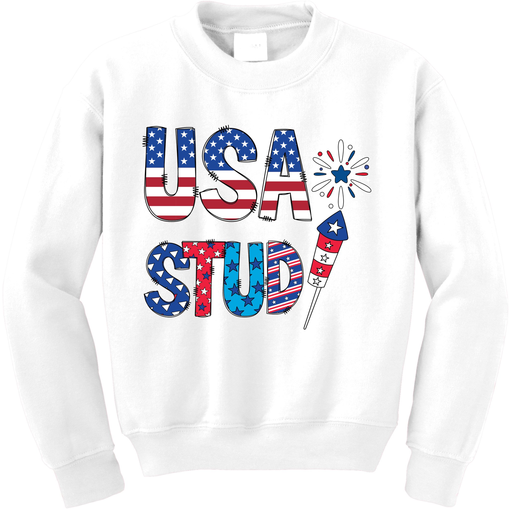 USA Stud 4th Of July Firework Cute Kids Sweatshirt