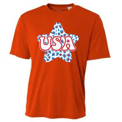 USA Star 4th Of July Festive Holiday Cooling Performance Crew T-Shirt