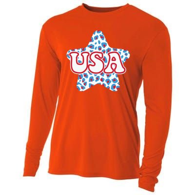 USA Star 4th Of July Festive Holiday Cooling Performance Long Sleeve Crew