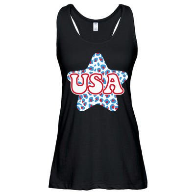 USA Star 4th Of July Festive Holiday Ladies Essential Flowy Tank