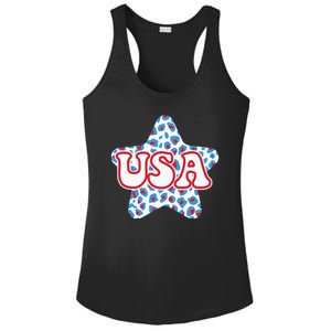 USA Star 4th Of July Festive Holiday Ladies PosiCharge Competitor Racerback Tank