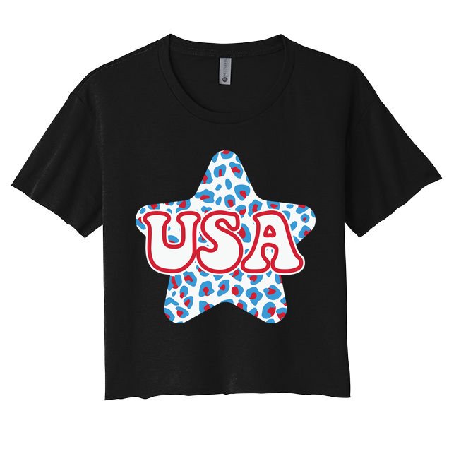 USA Star 4th Of July Festive Holiday Crop Top