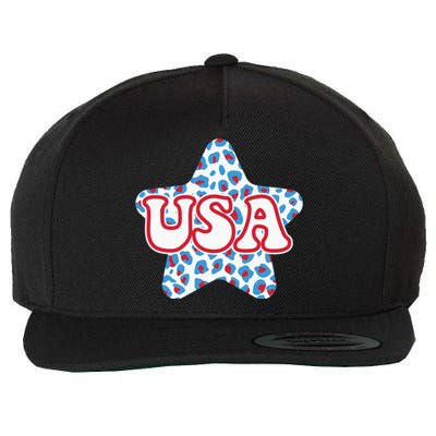 USA Star 4th Of July Festive Holiday Wool Snapback Cap