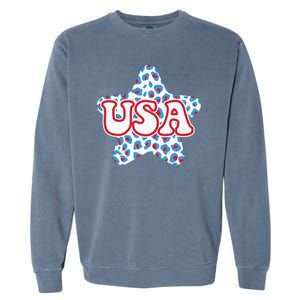 USA Star 4th Of July Festive Holiday Garment-Dyed Sweatshirt