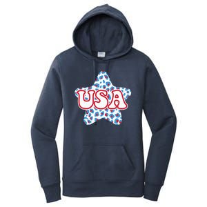 USA Star 4th Of July Festive Holiday Women's Pullover Hoodie